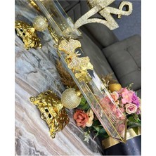 Elta Collection Kelebekli Elmas Gold Döküm Ayaklı Dikdörtgen Sunumluk Kurabiyelik