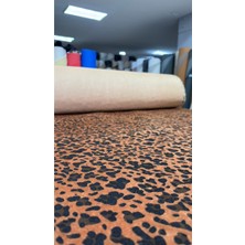 Leopar Desenli Tüylü Kumaş Bej Üstüne Leopar Deseni 100 x 140