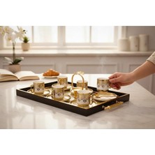 TB Lüks Altın Detaylı 6’lı Kahve Fincan Takımı – Tepsi Dahil