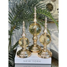 Elta Collection Büyük Boy Gold 3 Lü Dekoratif Alem Renkli Dekorlu Kristal Top Küre & Obje Aksesuar