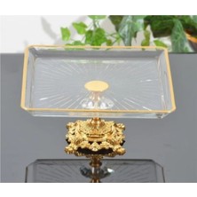 Elta Collection Metal Ayaklı Gold Detaylı Paşabahçe Madlen Sunum Servis Tabağı