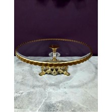 Elta Collection Avangard Gold Döküm Ayaklı Yaldızlı Yuvarlak Pasta Standı Muhteşem Sunumluk