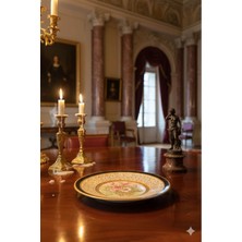 TB Osmanlı Tarzı Altın Yaldızlı Dekoratif Porselen Tabak – El Işçiliği Çiçek Motifli