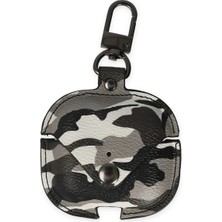Never  Airpods 3 (3.nesil) Çanta Kamuflaj Deri Kılıf - Gri 115474