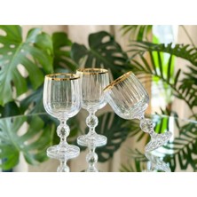 Elta Collection Bohemia Kristal Optik Kadeh Seti 6’lı – Gerçek Altın Yaldız Ağızlı Şık Cam Kadeh
