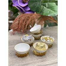 Elta Collection 4'lü Metal Ayaklı Mini Porselen Lokumluk