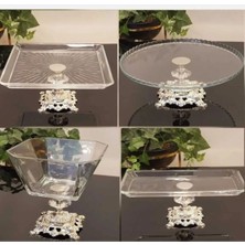 Elta Collection 4 Parça Döküm Ayaklı Sunum Seti Gümüş