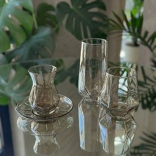 Elta Collection 18 Parça Füme Cam Bardak Seti – 6 Çay Bardağı + 6 Uzun Su Bardağı + 6 Kısa Su Bardağı