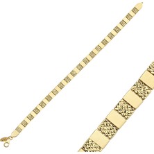 Zümrüt Sarraf 14 Ayar Altın Sıralı Kare Bileklik