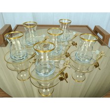 Elta Collection Özel Seri Yaldızlı 6'lı Çay Seti , Çay Takımı , Hediyelik , Çeyizlik