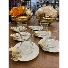 Elta Collection Pandoranın Kutusu Poeselen Tabaklı Bardaklı Kelebekli Cay Setı