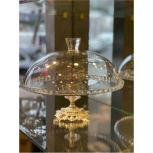 Elta Collection Cam Kapaklı Gold Ayaklı Pasta - Kek Stantı Fanus