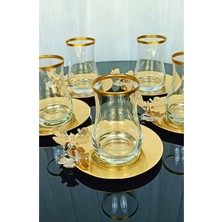 Elta Collection Yeni Model 6 Kişilik 12 Parça Gold Çay Seti , Çay Takımı , Hediyelik , Çeyizlik