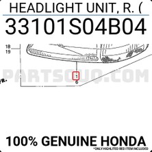 Tyc Honda Civic Ön Far Elektrikli Sedan /hatchback Sağ 1995-1999 (Oem No:  33101S04B04)