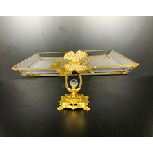 Elta Collection Paşabahçe Kristal Metal Ayaklı Yaldızlı Kare Pasta Sunumluk | Özel Desenli Servis Standı