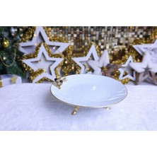 Elta Collection Metal Ayaklı Yaldızlı Porselen Sunumluk Kurabiyelik