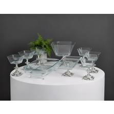 Elta Collection Paşabahçe Gümüş Detaylı Metal Ayaklı Sunum ve Servis Seti Pasta,magnolia,çay Seti,kurabiyelik