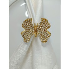Elta Collection 6'lı Taşlı Kelebek Figürlü Gold Kaplama Halka Peçete Yüzüğü