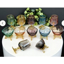 Elta Collection 12 Parça Renkli Kahve Yanı 6 Lı Su Bardağı ve 6 Lı Lokumluk - Şekerlik