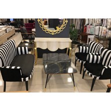 Azra Mobilya Çay Seti Koltuk Takımı Zebra Siyah Beyaz Model 2+1+1