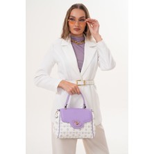 Morpelikan Kadın Dört Bölmeli Kilit Kapamalı Monogram El Omuz Çantası