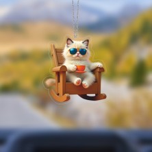 Prtp-Prototip Elektronik & Hobi Araba Ayna Süsü, Araba Süsü, Çanta Aksesuarı - Keyifli Kedi - Pleksi Malzeme, Uv Baskılı - 008