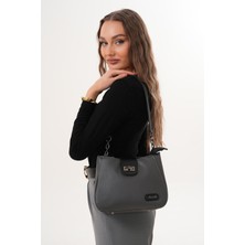 Morpelikan Kadın Üç Bölmeli Kilit Kapamalı El Omuz Çantası