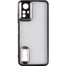 Ankayan Teknoloji Redmi Note 12S Kılıf Kamera Korumalı Logo Gösteren Zore Omega Kapak - Siyah