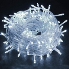 Pandoli 100 Ampullü LED Işık Beyaz Renk Yılbaşı Işığı 10 Metre Şeffaf Kablolu Ramazan