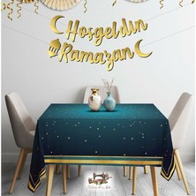 Pandoli Ramazan Temalı 160X240 cm Keçe Kumaş Masa Örtüsü Lacivert