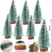 Pandoli Dekoratif 10 cm Üzeri Karlı Iğne Yapraklı Yılbaşı Çam Ağacı 7 Adet