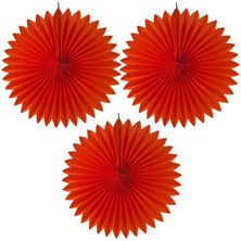 Pandoli Turuncu Renk Kağıt Yelpaze Süs 35 cm 3 Adet Hallow