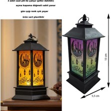 Pandoli 13X5,5 cm Siyah Renk Mika Malzeme Ramazan Kandili Gün Işığı LED Fener 1 Adet Model B