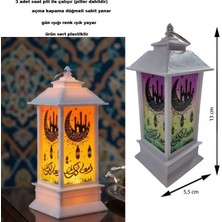Pandoli 13X5,5 cm Beyaz Renk Mika Malzeme Ramazan Kandili Gün Işığı LED Fener 1 Adet Model C