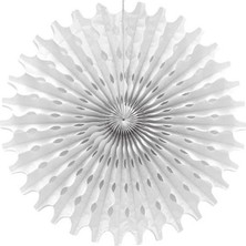 Pandoli Delikli Beyaz Renk Kağıt Yelpaze Süs 70 cm 1 Adet Gösteri Yılbaşı
