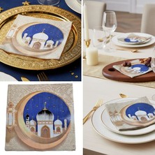 Pandoli Krem Renk Desenli Ramazan Temalı Peçete 20 Adet 33X33 cm Çift Taraf Baskılı