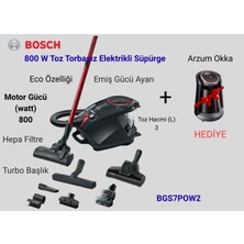 Bosch Serie 8 800 Watt Toz Torbasız Elektrikli Süpürge+Arzum Okkantürk Kahve Makinesi Hediye