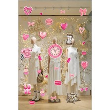 Mıgnatıs Vintage Aşk Temalı Sticker Seti - Retro Tasarımlı Romantik Cam Vitrin Süslemesi