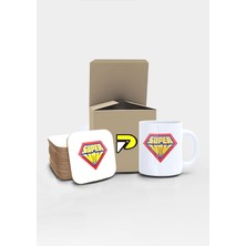 Storemax Super Mom Anne Tasarımlı Baskılı Kupa Bardak Seti Mug (Günü Hediyesi, Hediye)