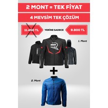 Revo 4 Mevsim Tek Paket Motosiklet Montu – Yazlık Fileli + Kışlık Mont + Yağmurluk + Polar