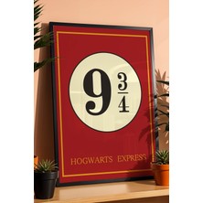 E2 Nova Harry Potter Platform 9 3/4 Çerçeveli Tablo - Lüks Hogwarts Express Modern Duvar Dekoru Kırmızı
