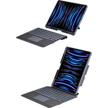 Gny Ticaret Gny  T5509D iPad Pro 12.9 (2022) Kılıf Palermo Ledli Klavyeli Standlı Tablet Kılıfı - Siyah 11
