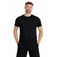 Erkek Siyah Kısa Kollu T-SHIRT-D405