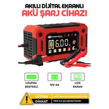 Enshall 12V-6A Araba, Kamyon, Tır, Gemi Motosiklet LIFEP04 Özellikli Akıllı Hızlı Akü Şarj Cihazı H-6e