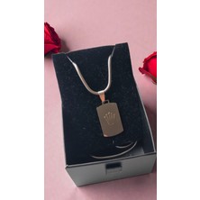 316L Paslanmaz Çelik Gümüş Kral Tacı Detaylı Uçlu Kolye