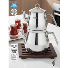 Mega Jumbo Boy Çaydanlık | 18/10 Paslanmaz | İndüksiyon Uyumlu | 2.5 L + 4.5 L