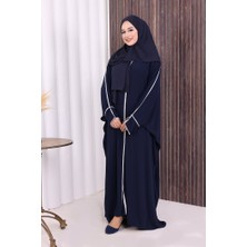 Bym Fashion Fermuarlı Yarasakol Ferace 6002 Lacivert