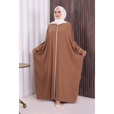 Bym Fashion Fermuarlı Yarasakol Ferace 6002 Vizon