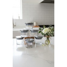 6'lı Vakumlu Metal Kapaklı Cam Kahvaltılık/sosluk Saklama Kabı 240 ml