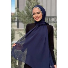 Bym Fashion İncili Şal 2028 Lacivert